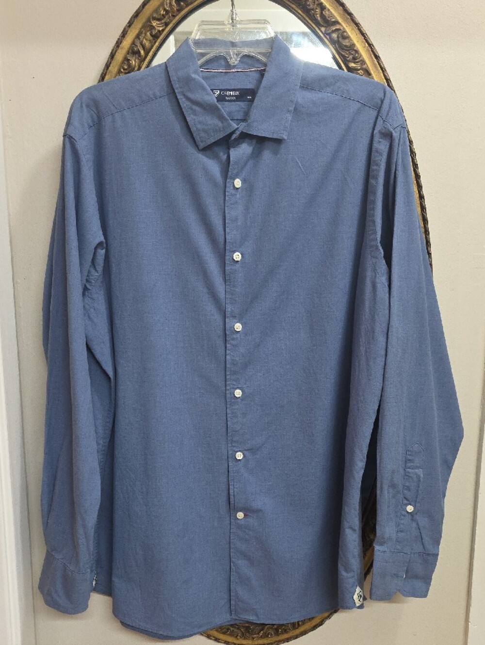 Daniel Cremieux Men's Classic Long-Sleeve Shirt in Slate Blue Size L 100% Cotton